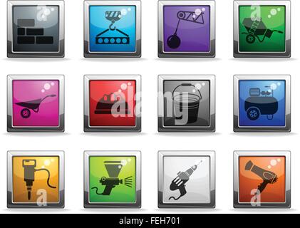 Building equipment icons set Stock Vector