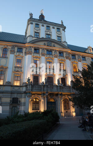 Evening at University of Wroclaw (UWr) (Polish: Uniwersytet Wroclawski) in Poland, Baroque 17th century architecture. Stock Photo