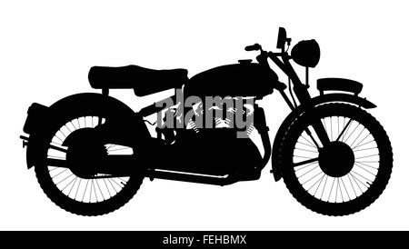 A classic style motor cycle silhouette over a white background Stock Vector