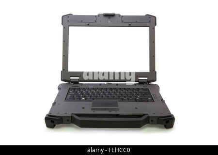 Open Rugged laptop with Blank Screen Stock Photo
