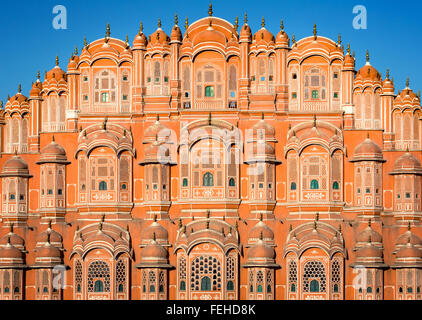 Facade of the Hawa Mahal, Palace of the Winds, Jaipur, Rajasthan, India Stock Photo