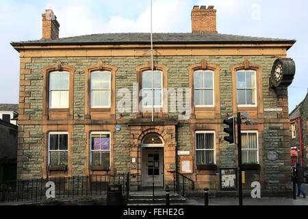 The town hall building, main street of Keswick town, Lake District National Park, Cumbria County, England, UK Stock Photo