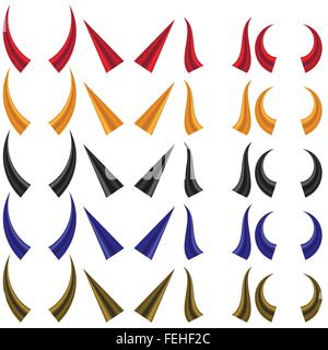 Set of Different Colorful Horns Stock Vector