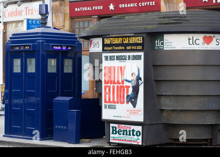 Doctor Who's Tardis materializes in Earls Court London Stock Photo