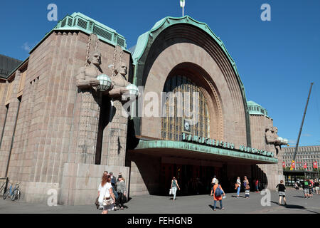 Helsinki Central railway station main entrance, Helsinki, Uusimaa, Finland. Stock Photo