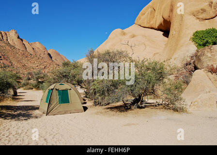 Camping site at Spitzkoppe in the Namib desert of Namibia Africa Stock Photo