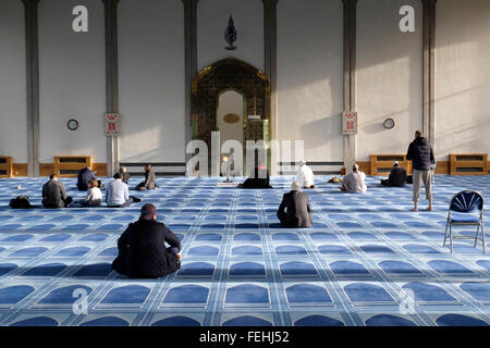 A general view of the prayer hall at the London central mosque Stock Photo