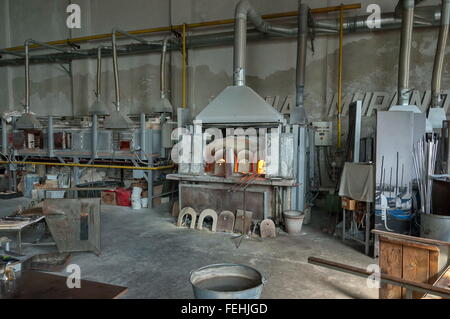 Atmosphere inside of famous Murano old glass factory, Italy Stock Photo