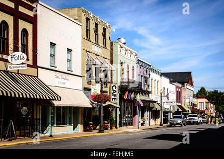 Restaurants and Shops on East Davis Street, Culpeper, Virginia Stock Photo