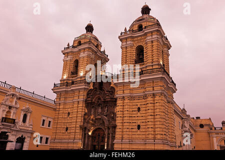 Convento De San Francisco at sunset - Lima Stock Photo