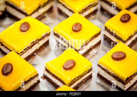 fancy cake with yellow fruit jelly Stock Photo