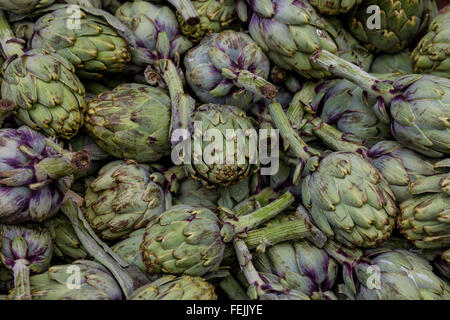 Globe artichokes at a French market Stock Photo