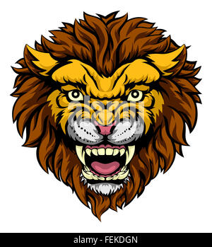An illustration of a mean powerful lion animal face sports mascot Stock Photo