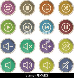 Audio, video, music player circle button icon. Sound control, play ...