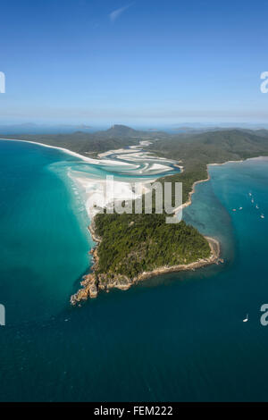 Hill Inet Aerial view of Whitehaven Beach with its iconic white silica sand and ...