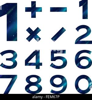 Numbers set, blue space Stock Vector