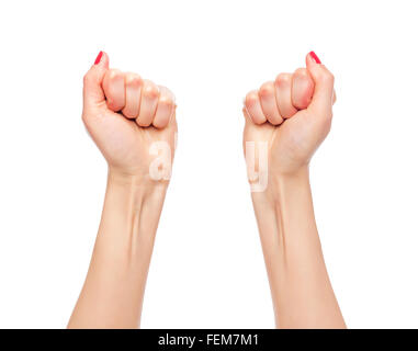 Women's hands. Two fist. Stock Photo