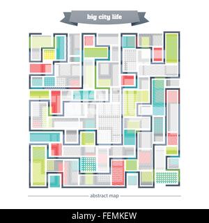 new, abstract city map. vector urban background. view of buildings and roads from above. geometric wallpaper Stock Vector