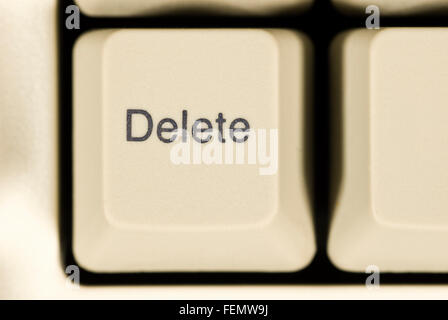 Macro of Delete Key on Computer Keyboard Stock Photo