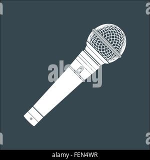 vector white solid color wireless microphone dark background Stock Vector