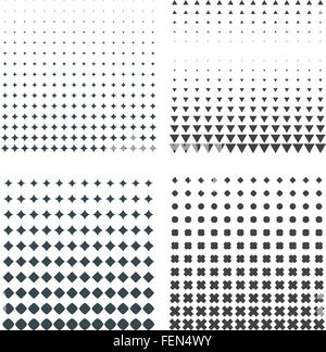 vector dark grey various geometric halftones collection Stock Vector