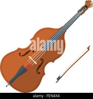 vector color flat design double bass bow illustration white background Stock Vector