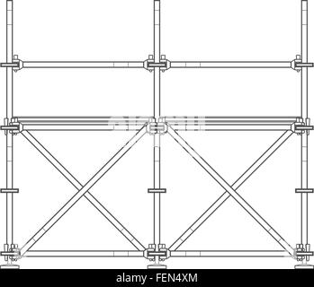 vector dark grey outline prefabricated scaffolding isolated illustration white background Stock Vector