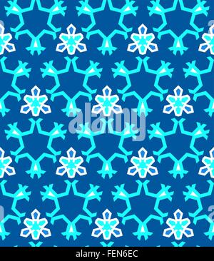 vector blue cyan white color abstract triangle futuristic snowflake seamless pattern Stock Vector