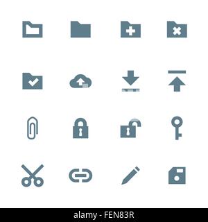 vector dark gray silhouette various file actions icons set on white background Stock Vector