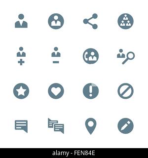 vector dark gray silhouette various social network actions icons set on white background Stock Vector