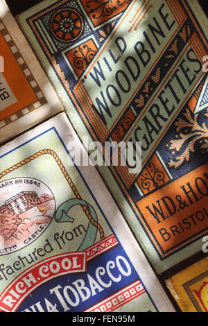 collection of old cigarette boxes Stock Photo