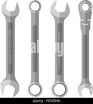 vector color flat style various wrenches set Stock Vector