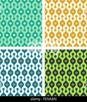 vector rounded Abstract Seamless Patterns Set in various colors Stock Vector