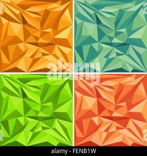 set of triangles polygonal vector pattern backgrounds in various colors Stock Vector