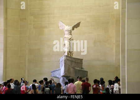 France. Paris. Louvre Museum.  Winged Victory of Samothrace. Ancient Greek. Stock Photo