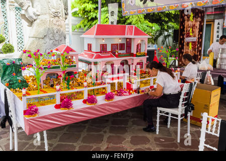 Model house as part of funeral preparations in Thailand at Wat Pho royal Temple, Bangkok Stock Photo