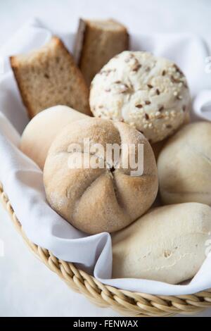 Close up view of assorted bread rolls Stock Photo