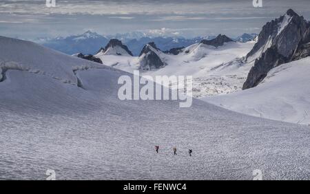 Climbers on glacier, Mer de Glace, Mont Blanc, France Stock Photo