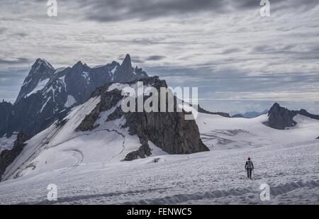 Climber on glacier, Mer de Glace, Mont Blanc, France Stock Photo