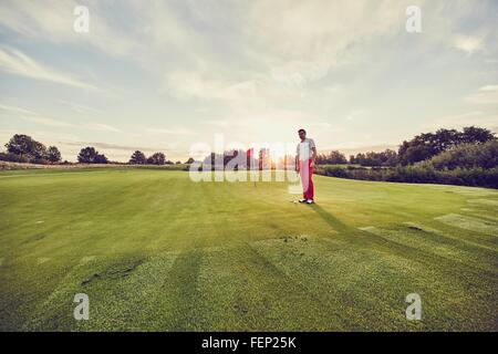 Golfer on course, Korschenbroich, Dusseldorf, Germany Stock Photo