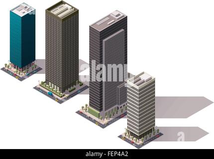 Vector isometric buildings set Stock Vector