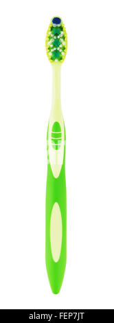new green toothbrush, isolated on white background Stock Photo