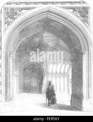 LONDON Palace of Westminster The Peers' Porch 1857. Illustrated London News Stock Photo