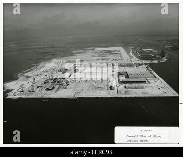 Aerial view of a site, showing the northern section, capturing significant features in the landscape. The image presents the area in a detailed, expansive view, useful for mapping, surveying, or analyzing geographical elements. Stock Photo