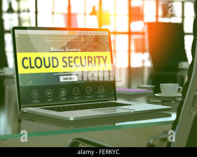 Cloud Security Concept on Laptop Screen. Stock Photo