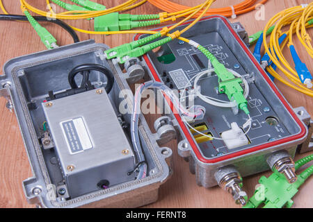 Fiber optic device ready for packet data  transmission Stock Photo