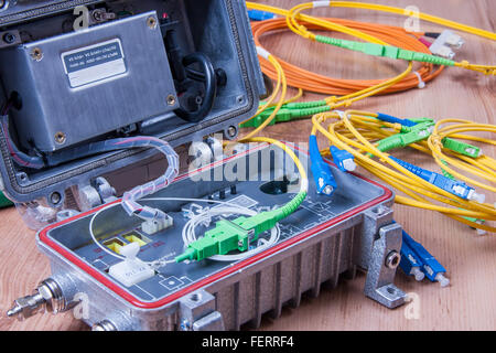 Fiber optic device ready for packet data  transmission Stock Photo