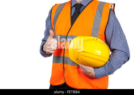 Building Surveyor in orange visibility vest giving the thumbs up Stock Photo