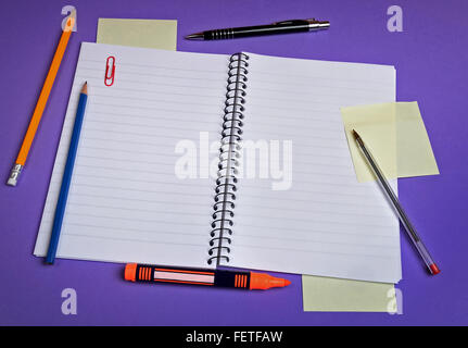 Empty notebook and office supply Stock Photo