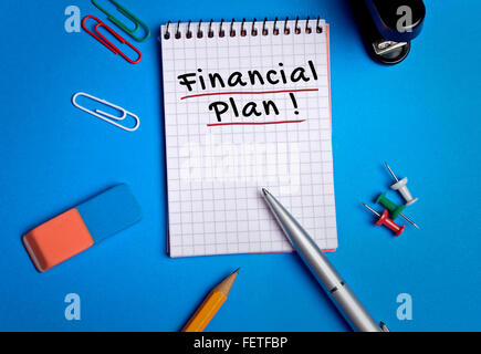 Financial Plan word writing on paper Stock Photo